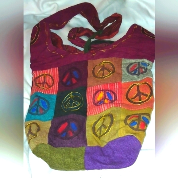 Bohemian Hipster Handbag Peace & Harmony Cotton Hippie Bag - Picture 2 of 4